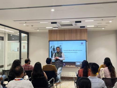 Rafi presenting Taming the Monkey Mind at Panasonic